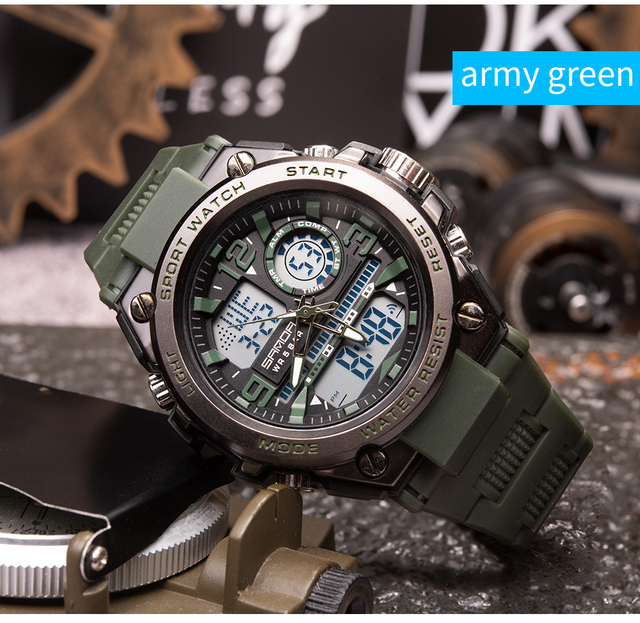 Męski zegarek cyfrowy SANDA G Style Shock - wojskowy, podwójny wyświetlacz, wodoodporny - Wianko - 18