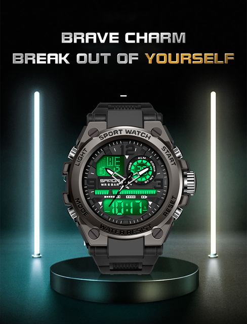 Męski zegarek cyfrowy SANDA G Style Shock - wojskowy, podwójny wyświetlacz, wodoodporny - Wianko - 1