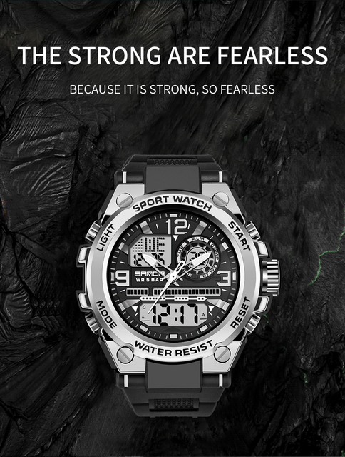Męski zegarek cyfrowy SANDA G Style Shock - wojskowy, podwójny wyświetlacz, wodoodporny - Wianko - 2
