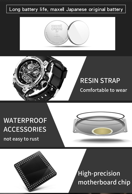 Męski zegarek cyfrowy SANDA G Style Shock - wojskowy, podwójny wyświetlacz, wodoodporny - Wianko - 23