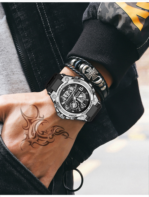 Męski zegarek cyfrowy SANDA G Style Shock - wojskowy, podwójny wyświetlacz, wodoodporny - Wianko - 10