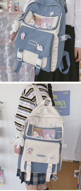 Plecak Kawaii dla dziewcząt i kobiet, wysoka szkoła, duży rozmiar, nylon, dla studentek, na laptopa - Wianko - 2