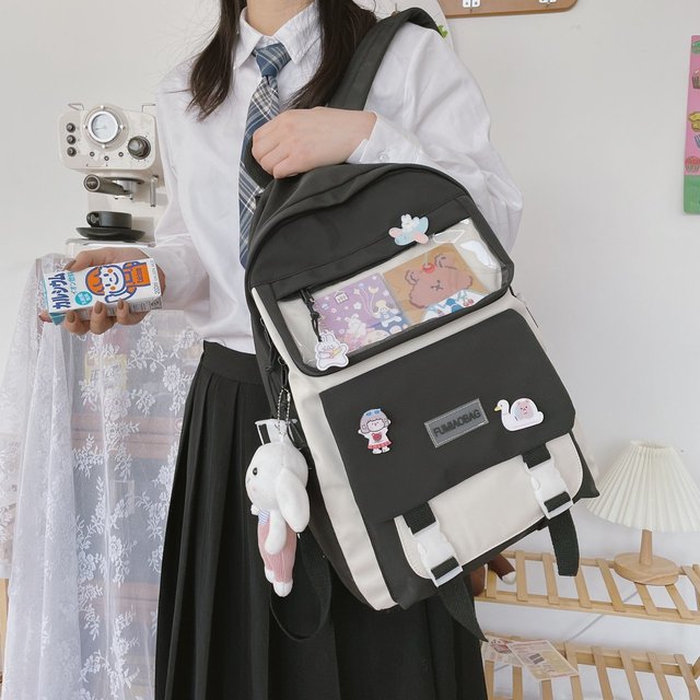 Plecak Kawaii dla dziewcząt i kobiet, wysoka szkoła, duży rozmiar, nylon, dla studentek, na laptopa - Wianko - 14