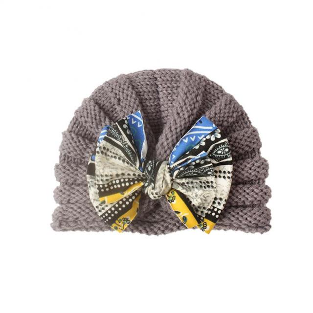 Wełniana czapka dzianinowa z Bowknot dla dzieci w modnym stylu jesienno-zimowym - Wianko - 7
