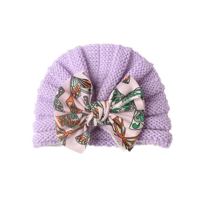 Wełniana czapka dzianinowa z Bowknot dla dzieci w modnym stylu jesienno-zimowym - Wianko - 1