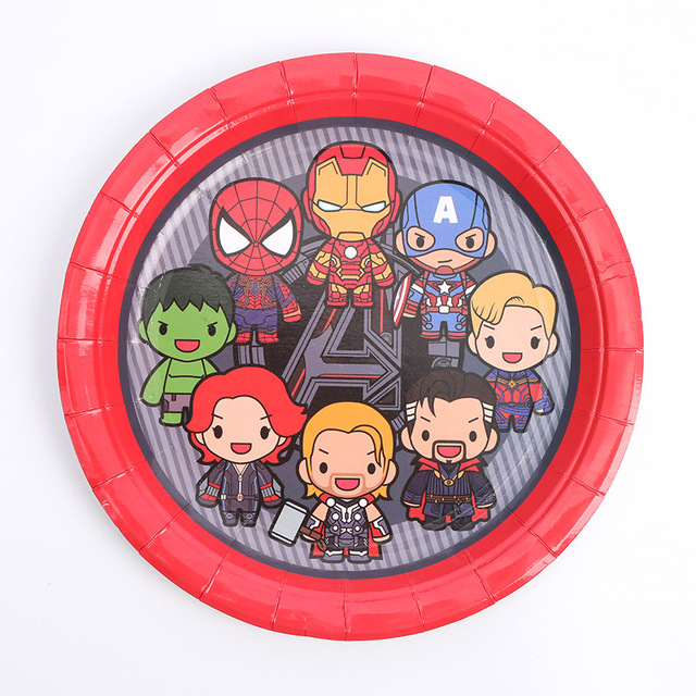 Dekoracje na imprezę urodzinową The Avengers - balony, papierowe kubki i talerze chłopiec Baby Shower, jednorazowe zastawy stołowe - Wianko - 2