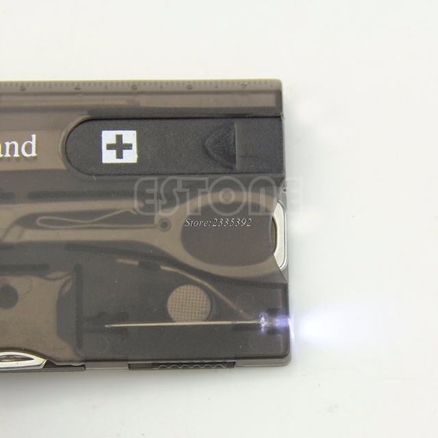 Poręczne narzędzia kempingowe wielofunkcyjne Mini Survival Card z lupa i latarką LED - Wianko - 5