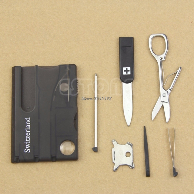 Poręczne narzędzia kempingowe wielofunkcyjne Mini Survival Card z lupa i latarką LED - Wianko - 1