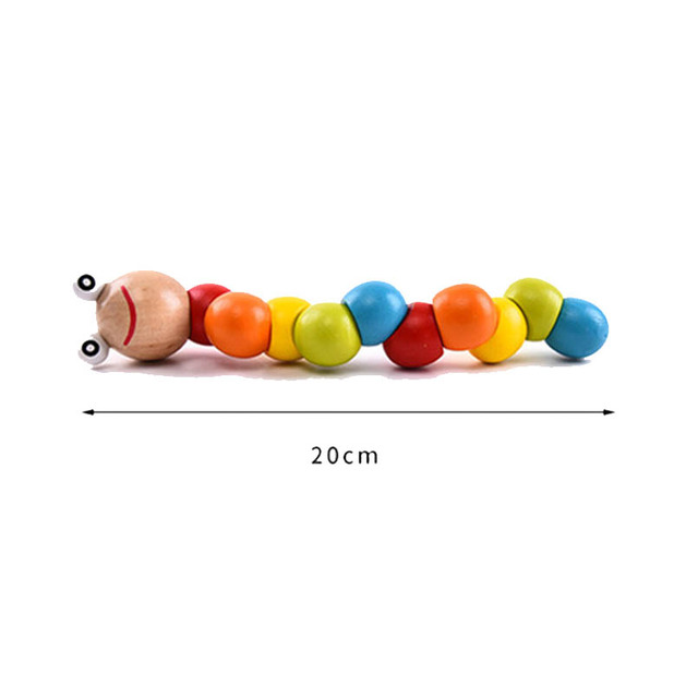 Klocek edukacyjny z drewnianymi zabawkami Montessori dla dzieci - Kolorowa Caterpillar Puppet - Wianko - 6