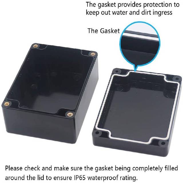 Czarne pudełko projektowe ABS IP65 wodoodporne, 2 sztuki, do skrzynki złączki, DIY Power Instrument Cas - Wianko - 6