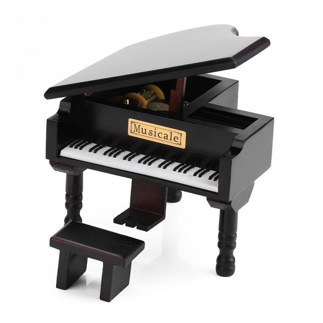 Pozytywka muzykujący windup fortepian w pudełku w kształcie lasu z małym taboret w prezencie świątecznym lub urodzinowym dla przyjaciela - Wianko - 1