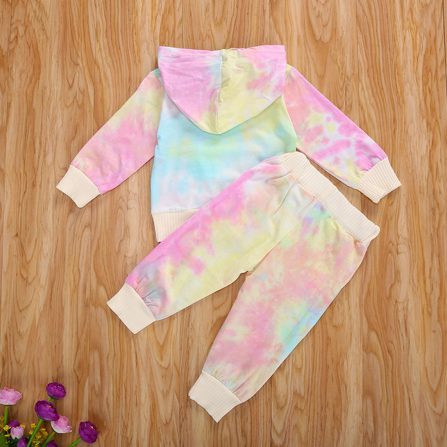 Zestaw ubranek Ma & Baby 6M-4Y dla dziewczynek – letnie stylizacje: długie rękawy i kaptur, spodnie, stroje w kolorze Tie Dye - Wianko - 4