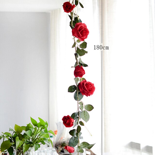 Róża winorośl sztuczna jedwabna 180cm - wysokiej jakości dekoracja na wesele, do domu i na ścianę - Wianko - 23