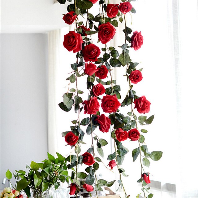 Róża winorośl sztuczna jedwabna 180cm - wysokiej jakości dekoracja na wesele, do domu i na ścianę - Wianko - 20