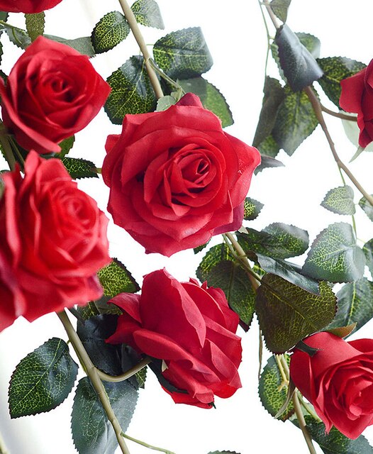 Róża winorośl sztuczna jedwabna 180cm - wysokiej jakości dekoracja na wesele, do domu i na ścianę - Wianko - 22