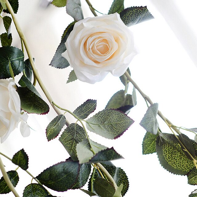 Róża winorośl sztuczna jedwabna 180cm - wysokiej jakości dekoracja na wesele, do domu i na ścianę - Wianko - 18