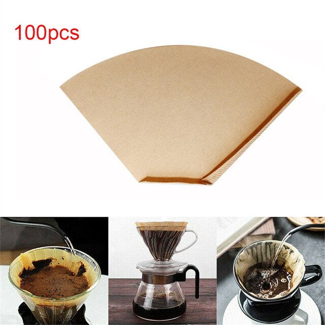 100 sztuk ekologicznych niebielonych drewnianych torebek filtrujących do kawy ręcznych Drip Paper Coffee Brewer - Wianko - 1