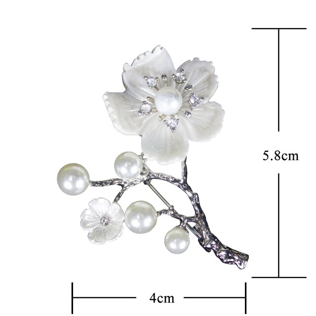 Broszka perłowa z białego kwiatu Shell - Wianko - 1