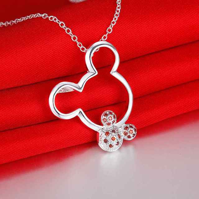 Srebrny naszyjnik Mickey z cyrkoniami - moda dla kobiety, biżuteria ślubna i prezent urodzinowy - Wianko - 7