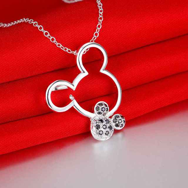 Srebrny naszyjnik Mickey z cyrkoniami - moda dla kobiety, biżuteria ślubna i prezent urodzinowy - Wianko - 5