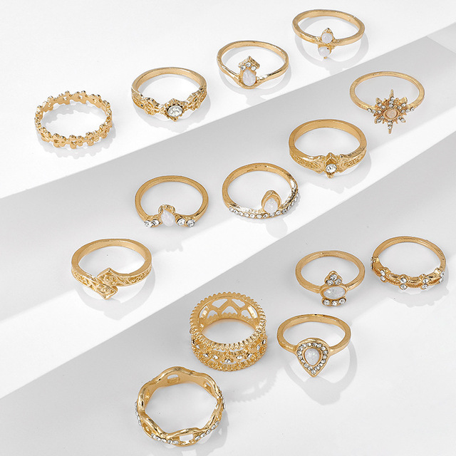 Zestaw pierścieni Bohemia 2021, pasujące dla kobiet, fidget, charms, biżuteria, anelli, prezent, slytherin - Wianko - 4