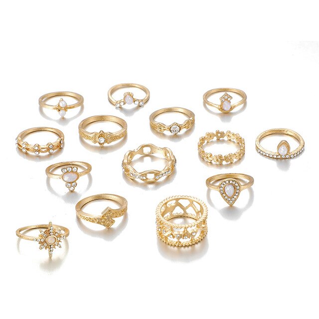 Zestaw pierścieni Bohemia 2021, pasujące dla kobiet, fidget, charms, biżuteria, anelli, prezent, slytherin - Wianko - 5