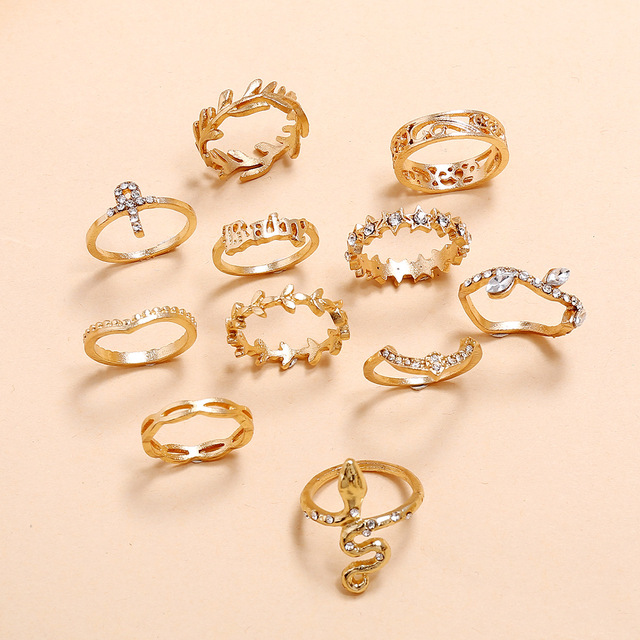 Zestaw pierścieni Bohemia 2021, pasujące dla kobiet, fidget, charms, biżuteria, anelli, prezent, slytherin - Wianko - 19