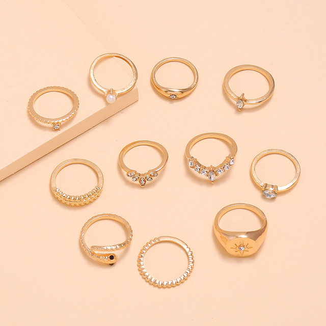 Zestaw pierścieni Bohemia 2021, pasujące dla kobiet, fidget, charms, biżuteria, anelli, prezent, slytherin - Wianko - 8