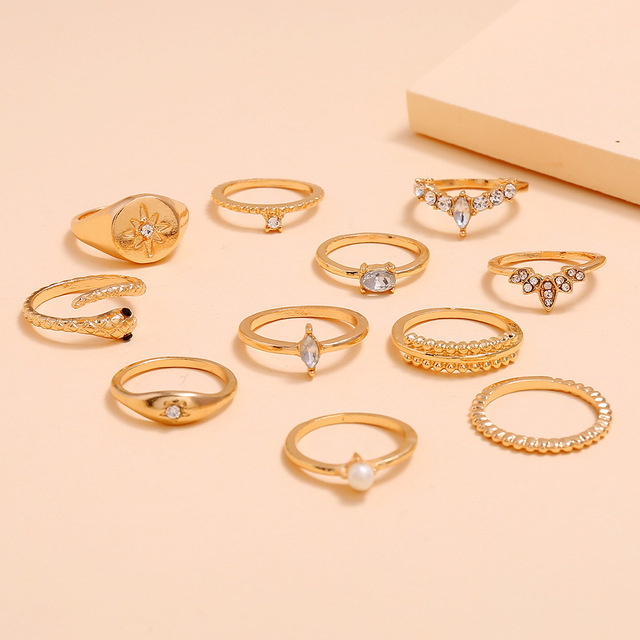 Zestaw pierścieni Bohemia 2021, pasujące dla kobiet, fidget, charms, biżuteria, anelli, prezent, slytherin - Wianko - 7