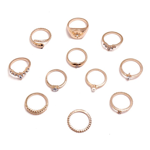 Zestaw pierścieni Bohemia 2021, pasujące dla kobiet, fidget, charms, biżuteria, anelli, prezent, slytherin - Wianko - 9