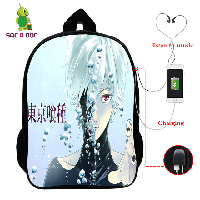 Plecak na laptopa Tokyo Ghoul Anime z wielofunkcyjnym ładowaniem USB i wtyczką słuchawkową dla nastolatków - Wianko - 21