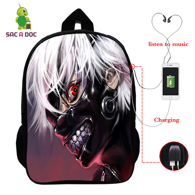 Plecak na laptopa Tokyo Ghoul Anime z wielofunkcyjnym ładowaniem USB i wtyczką słuchawkową dla nastolatków - Wianko - 14