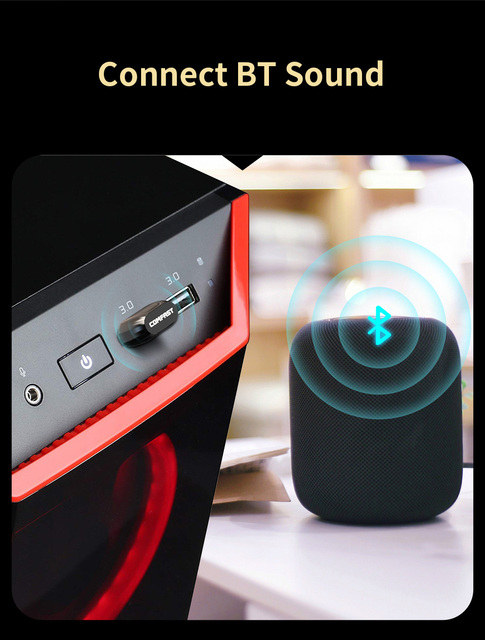Mini bezprzewodowa wtyczka Bluetooth USB Adapter 5.0 - muzyka Bluetooth odbiornik Audio nadajnik na głośnik (Parametry: CF-B01, do komputera, mysz Laptop) - Wianko - 6