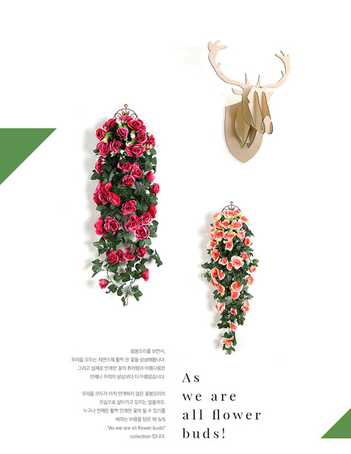 Sztuczny kwiat dekoracyjny Rattan Vine z wiszącymi różami - idealny na ścianę, drzwi i dekoracje ślubne - Wianko - 3
