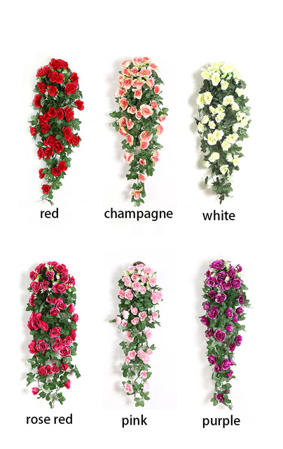 Sztuczny kwiat dekoracyjny Rattan Vine z wiszącymi różami - idealny na ścianę, drzwi i dekoracje ślubne - Wianko - 5