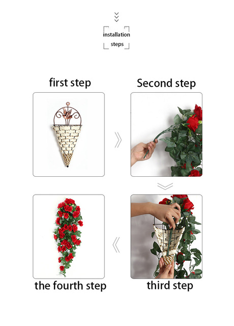 Sztuczny kwiat dekoracyjny Rattan Vine z wiszącymi różami - idealny na ścianę, drzwi i dekoracje ślubne - Wianko - 7