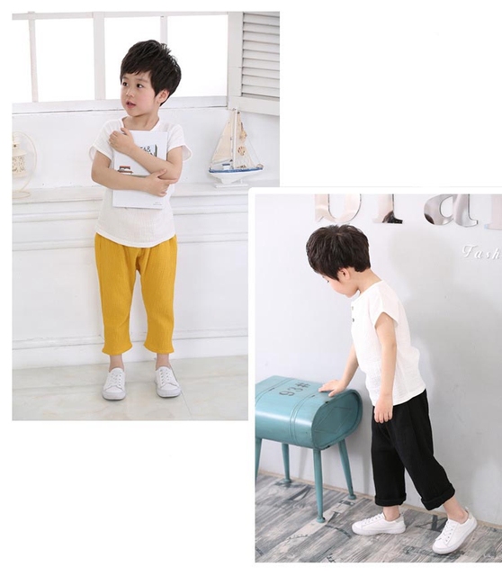 Zestaw ubrań dla chłopców 1-7 lat: pościel plisowana na co dzień, koszule, spodnie w paski (2 sztuki) - Wianko - 6