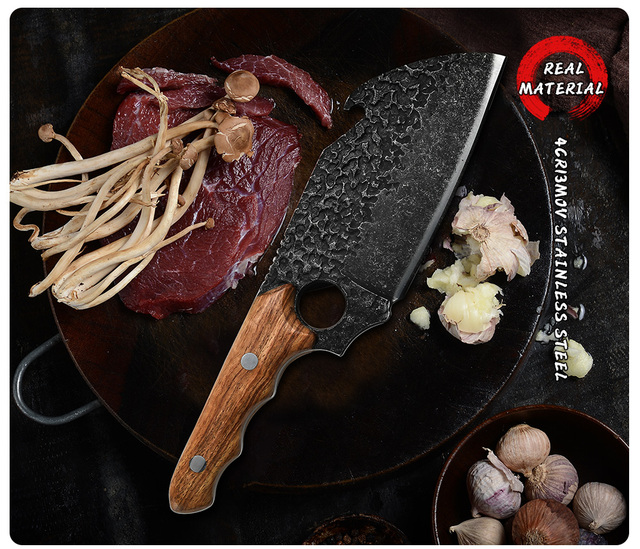 Profesjonalny nóż kuchenny Grand Sharp Handcrafted z pełnym Tang, ostrze z palisandrowym uchwytem - idealny dla kucharzy i rzeźników - Wianko - 11