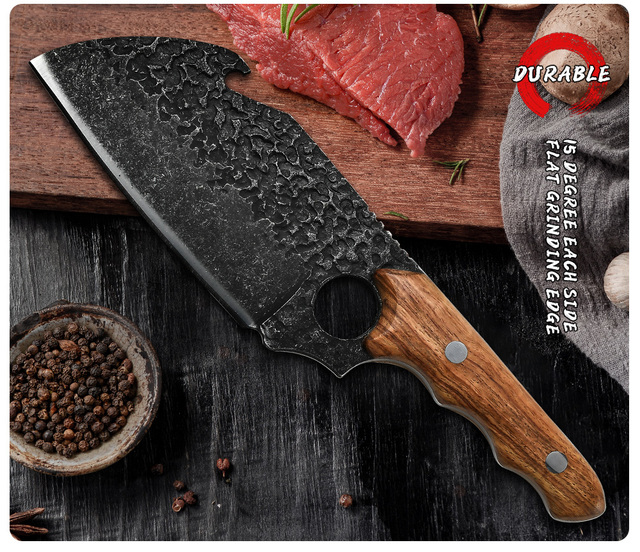 Profesjonalny nóż kuchenny Grand Sharp Handcrafted z pełnym Tang, ostrze z palisandrowym uchwytem - idealny dla kucharzy i rzeźników - Wianko - 13