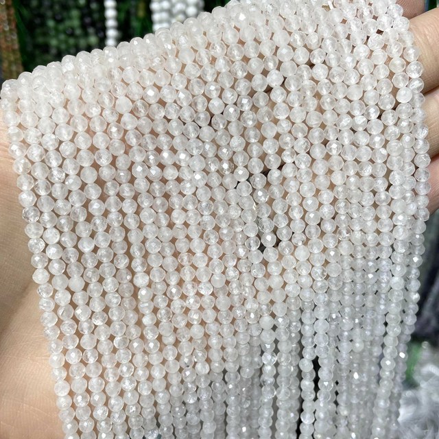 Białe Jades Gem koraliki dystansowe 2 mm, 3 mm, 4 mm - luzem, szlifowane, naturalne - idealne do tworzenia biżuterii DIY - Wianko - 5