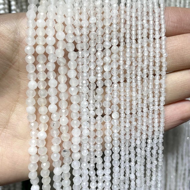 Białe Jades Gem koraliki dystansowe 2 mm, 3 mm, 4 mm - luzem, szlifowane, naturalne - idealne do tworzenia biżuterii DIY - Wianko - 2