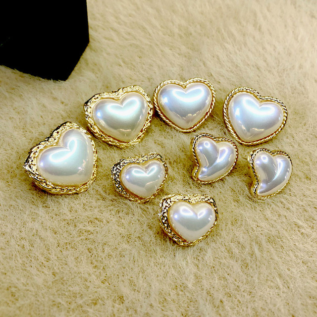 Kolczyki Vintage F.J4Z Trend ze sztyftem w kształcie serca z imitacją perły - anti-allergy, błyszczące - Wianko - 2