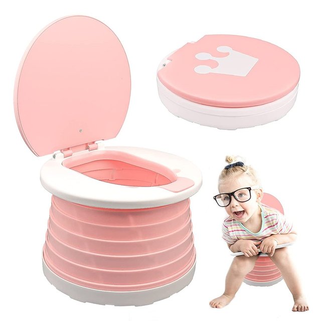 Nocnik podróżny dla dzieci New WC Baby Toilet z możliwością złożenia w podróż, z siedziskiem i pokrywką Crown Potty - Wianko - 5