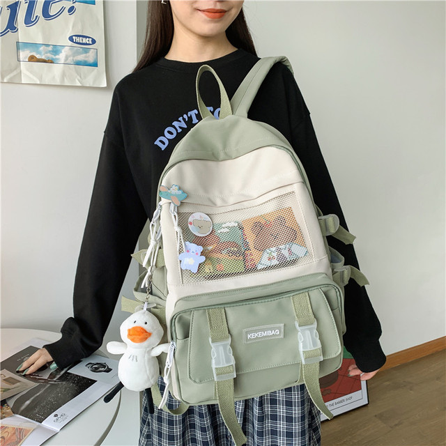 Damski plecak JOYPESSIE – modny, nylonowy, wodoodporny, czarny. Idealny na podróż czy do szkoły. Mochila dla nastolatek dziewczyn Kawaii - Wianko - 23
