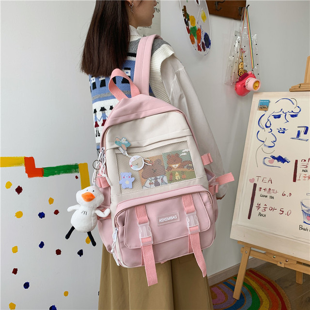 Damski plecak JOYPESSIE – modny, nylonowy, wodoodporny, czarny. Idealny na podróż czy do szkoły. Mochila dla nastolatek dziewczyn Kawaii - Wianko - 25