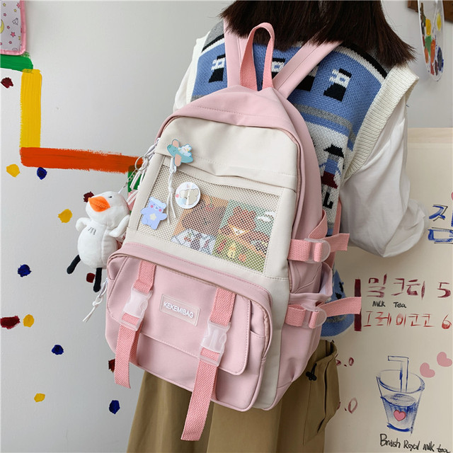 Damski plecak JOYPESSIE – modny, nylonowy, wodoodporny, czarny. Idealny na podróż czy do szkoły. Mochila dla nastolatek dziewczyn Kawaii - Wianko - 26