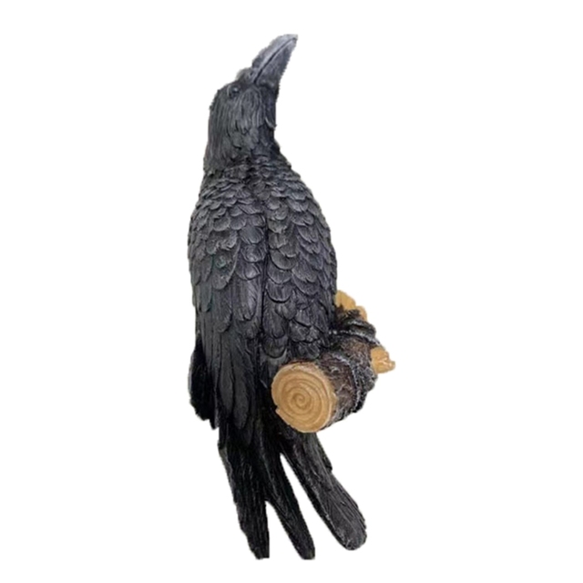 Figurka rzemiosła żywicznego - czarny wrona w stylu kolekcjonerskim do dekoracji wnętrz i ogrodów - Wianko - 1