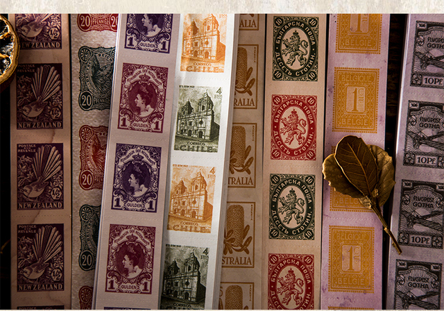 Naklejki dekoracyjne Retro z jesiennej podróży - kolekcja znaczków - Wianko - 6