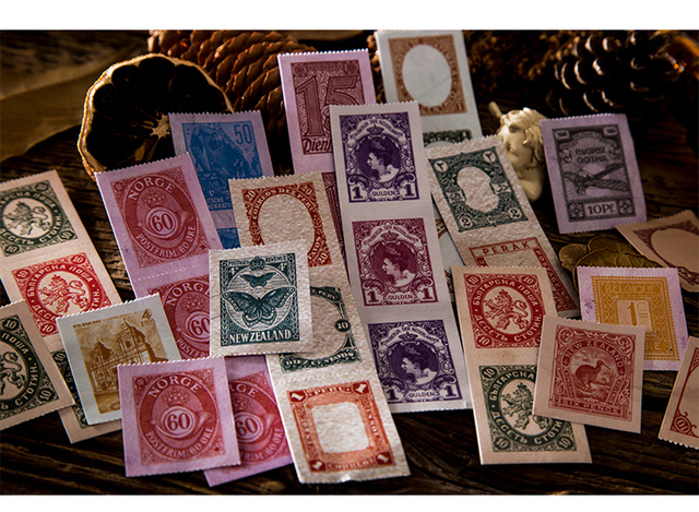 Naklejki dekoracyjne Retro z jesiennej podróży - kolekcja znaczków - Wianko - 15