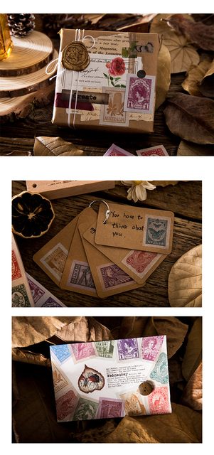 Naklejki dekoracyjne Retro z jesiennej podróży - kolekcja znaczków - Wianko - 14